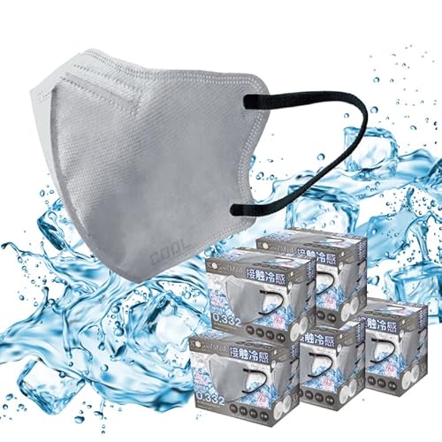 ヒロコーポレーション 3Dバイカラー冷感不織布マスク グレー×ブラック 30枚入り ふつうサイズ qmax0.332 冷感ひんやり 冷たい 高機能99% (5)