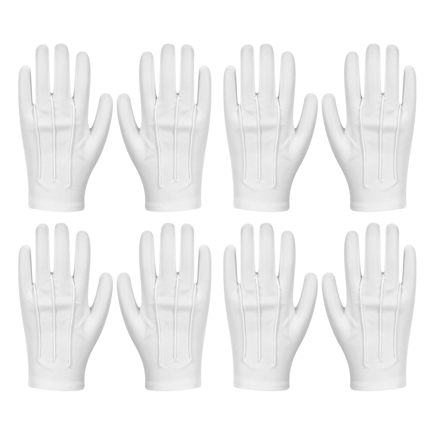 HINFHI 4 Pieces Of White Etiquette Gloves, Soft And Breathable Gloves, Security Duty Gloves, Jewelry Identification Gloves, Clothing Accessories.