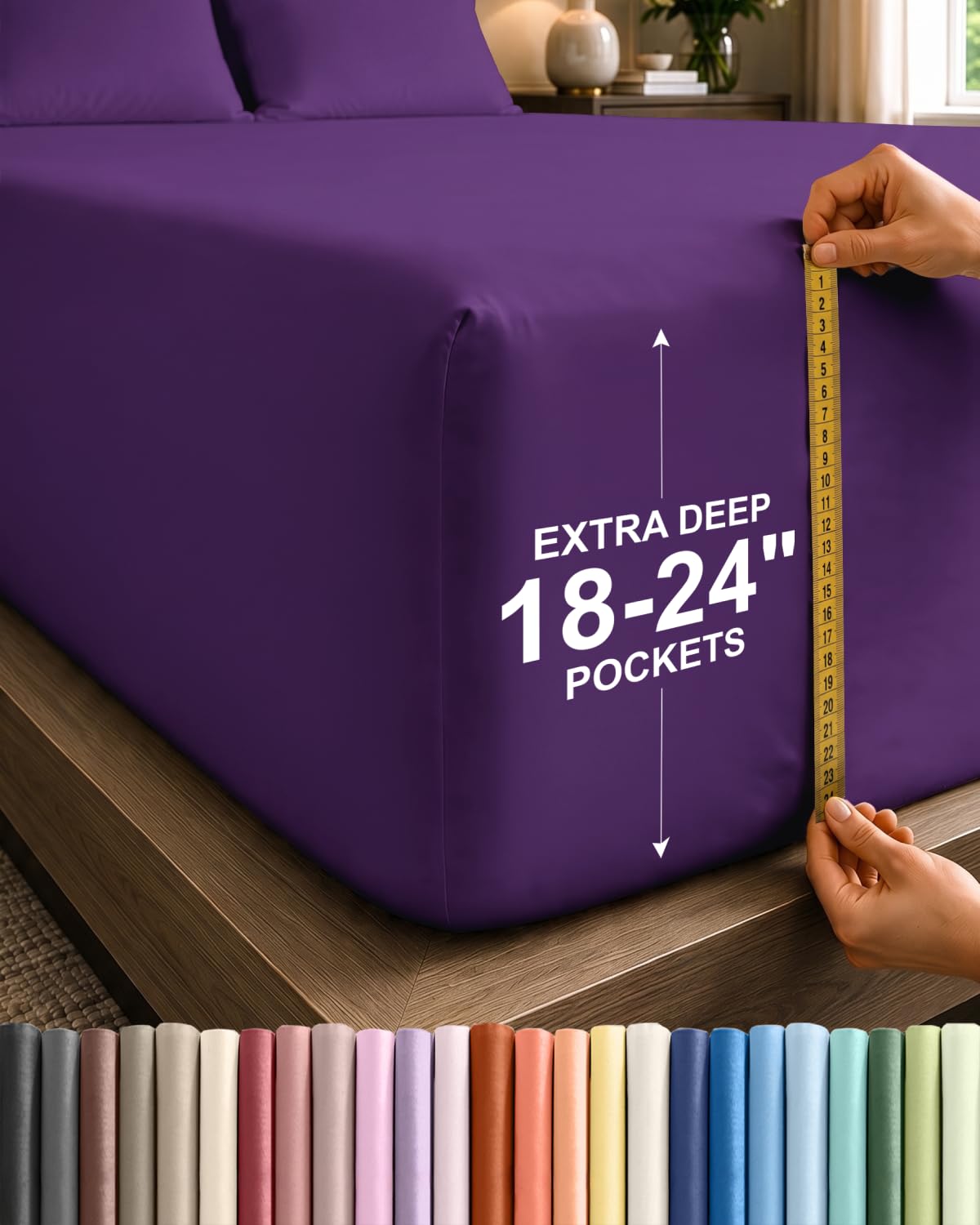 CGK Extra Deep Split King Single Fitted Sheet Only - Purple