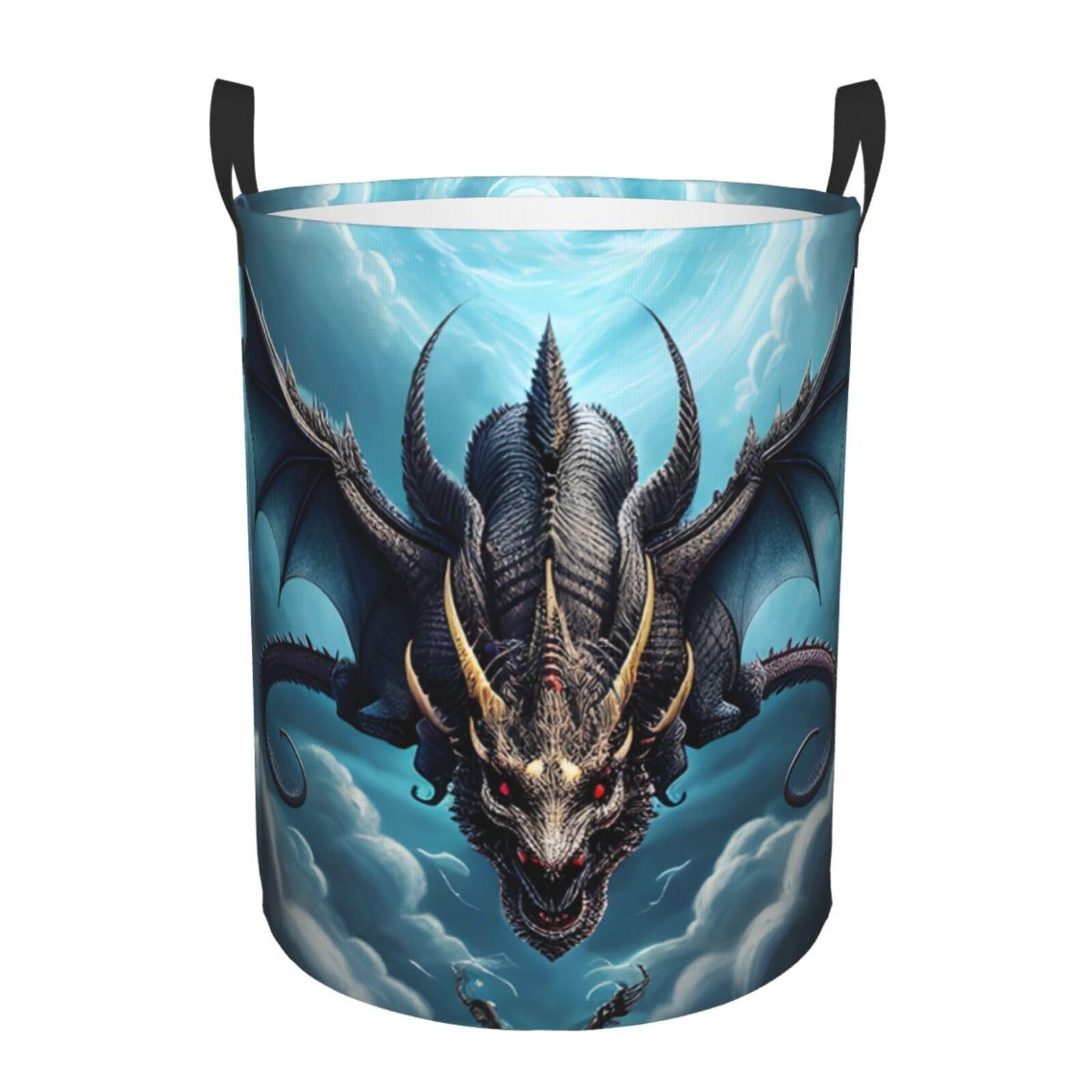 M Circular Hamper – Collapsible Flying Dragon Print Laundry Basket