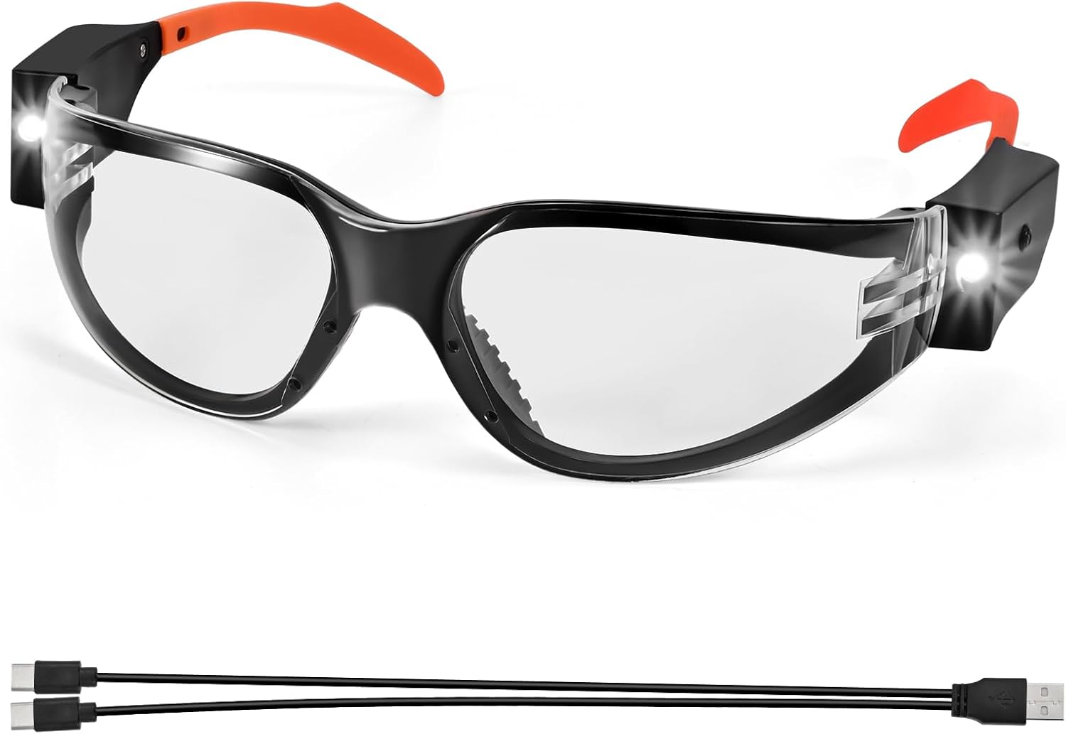 Rechargeable LED Safety Glasses for Mechanics - Ultra-Bright Built-in Cordless Work Light, Clear Anti-Fog Transparent Lenses, Ideal for Auto Repair, Under-Hood Tasks & Dark Workspaces?