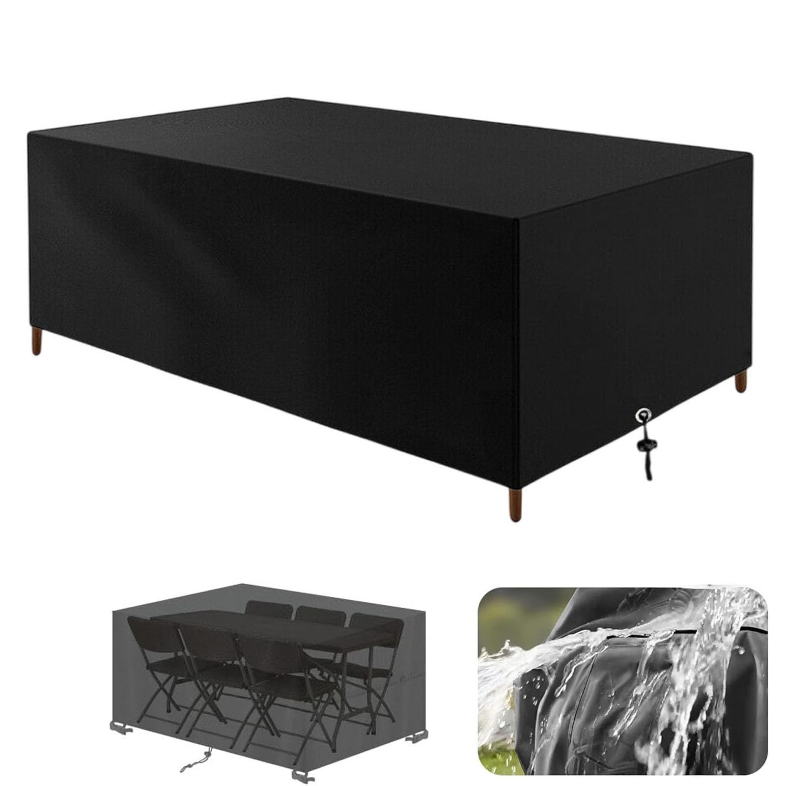 Coperture per Mobili da Giardino Impermeabili 128 x 70 x 80 cm, 420D Tessuto Oxford, Antipolvere, Strappo Resistente Copritavolo da Esterno Impermeabile, Nero