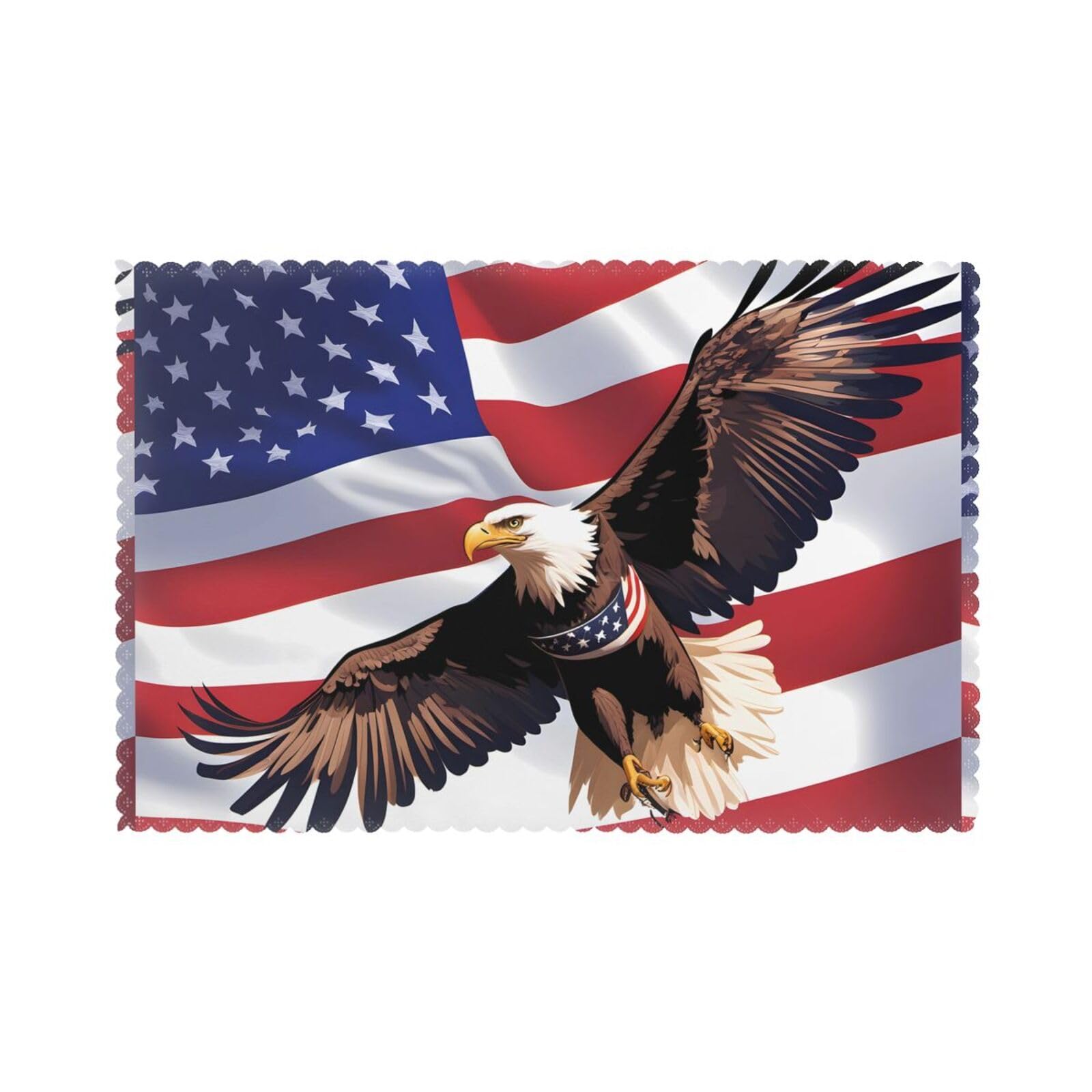 HJFCZH USA Patriotic Eagle with American Flag Prints Placemats Set of 6 12x18in – A Great Housewarming Gift for a Warm & Stylish Home