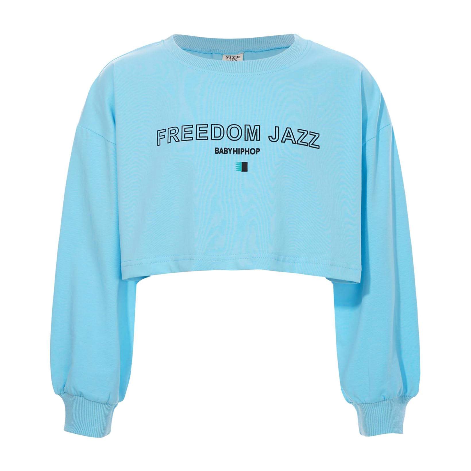 JanJean Girls Loose Fit Crop Top Kids Long Sleeve Tank Top for Jazz Hip Hop Streetwear Dancing Performance Competition Sky Blue 5-6 Years