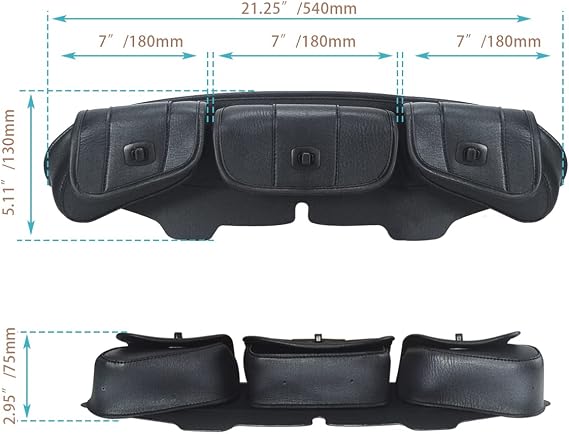 FOVPLUE Windshield Bag, Three-Pocket Batwing Fairing Pouch for Harley Electra Glide Street Glide Trike FLHTCU/I FLHTCUTG FLH FLHX/I FLHTK FLHT/I FLHTC/I FLHTC 1996-2013, Black