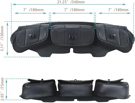 FOVPLUE Windshield Bag, Three-Pocket Batwing Fairing Pouch for Harley Electra Glide Street Glide Trike FLHTCU/I FLHTCUTG FLH FLHX/I FLHTK FLHT/I FLHTC/I FLHTC 1996-2013, Black