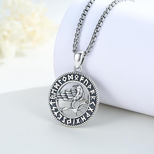 Vista 4 de Viking Animal Necklace 925 Sterling Silver WolfRavenDeerFoxSnake Necklace Viking Witcher Medallion Vegvisir Witcher Necklaces Viking Jewelry for Men