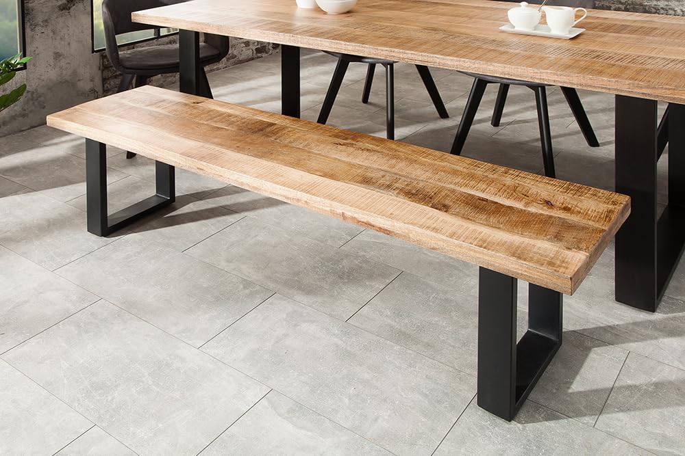 Riess Ambiente Design Sitzbank Iron Craft 170cm Mangoholz Eisen Industrial Design Küchenbank Holzbank Bank