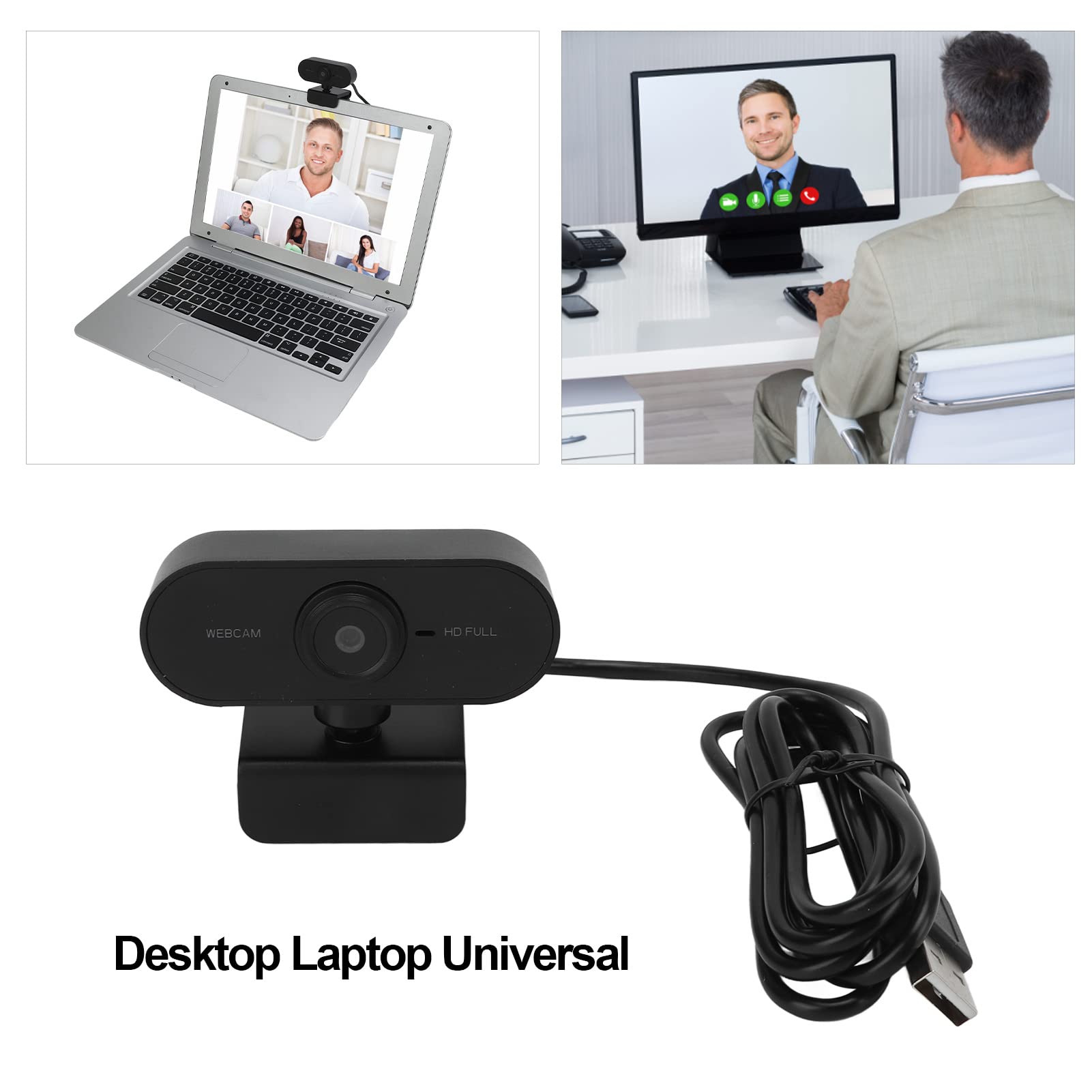 VBESTLIFE Videocamera Web 1080P, Webcam HD con Microfono, Videocamera per Computer USB Plug And Play Videocamera Live di Classe Online per Conferenze e Videochiamate