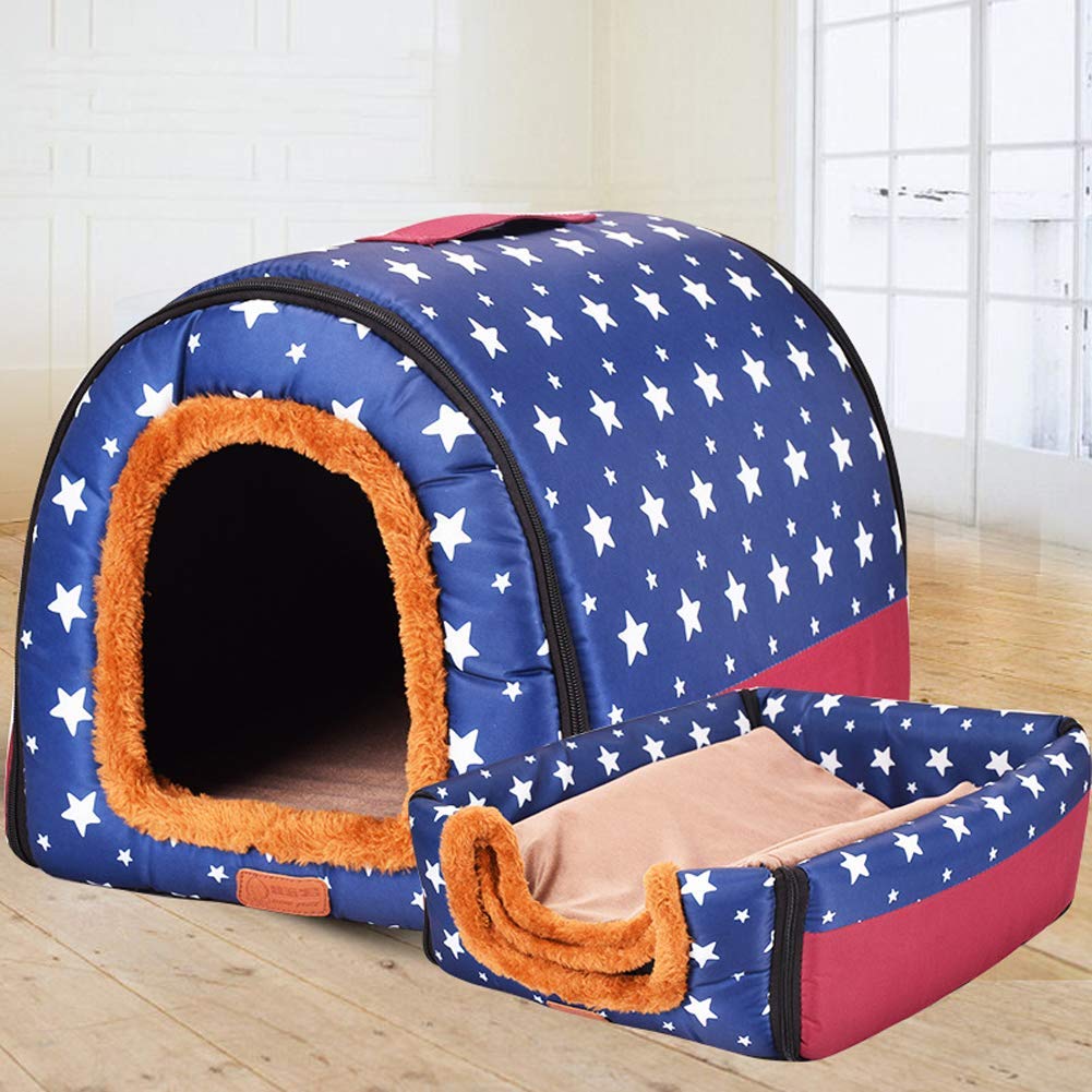 Niche 2 en 1 pour chien, chat, igloo doux et pliable, avec coussin amovible, sac de couchage confortable pour animal de compagnie de taille moyenne et extra large