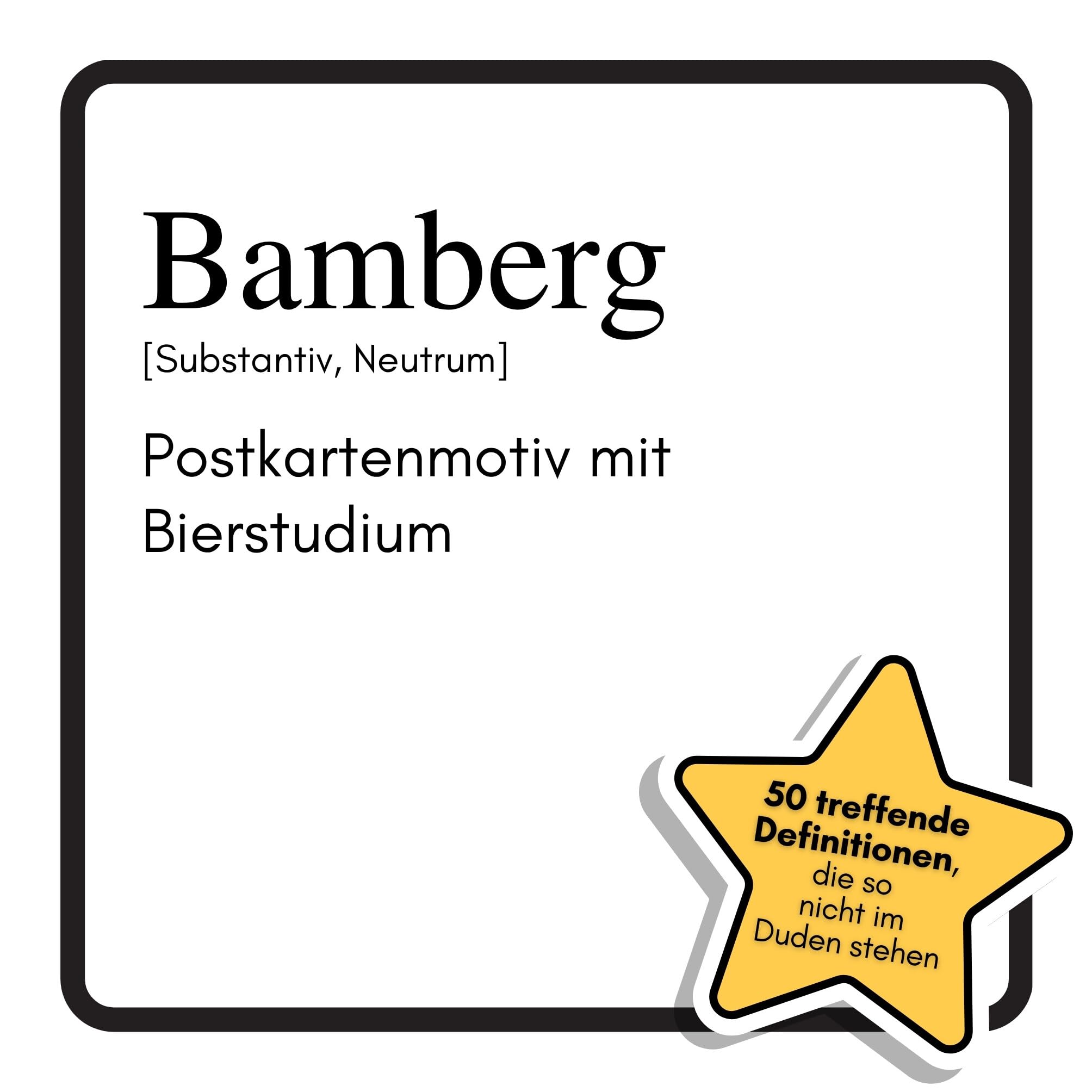 Bamberg: Postkartenmotiv mit Bierstudium. Das lustige Geschenkbuch für Mann, Frau, Kollege, Freund zu Geburtstag, Weihnachten