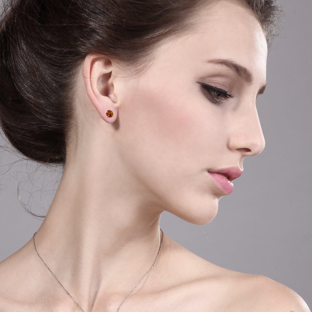 Gem Stone King Gemstone Birthstone Stud Earrings for Women Men | 18K Yellow Gold Plated | Round 5MM | Fine Jewelry Gifts for Her Him Mom Dad Wife - Image 3