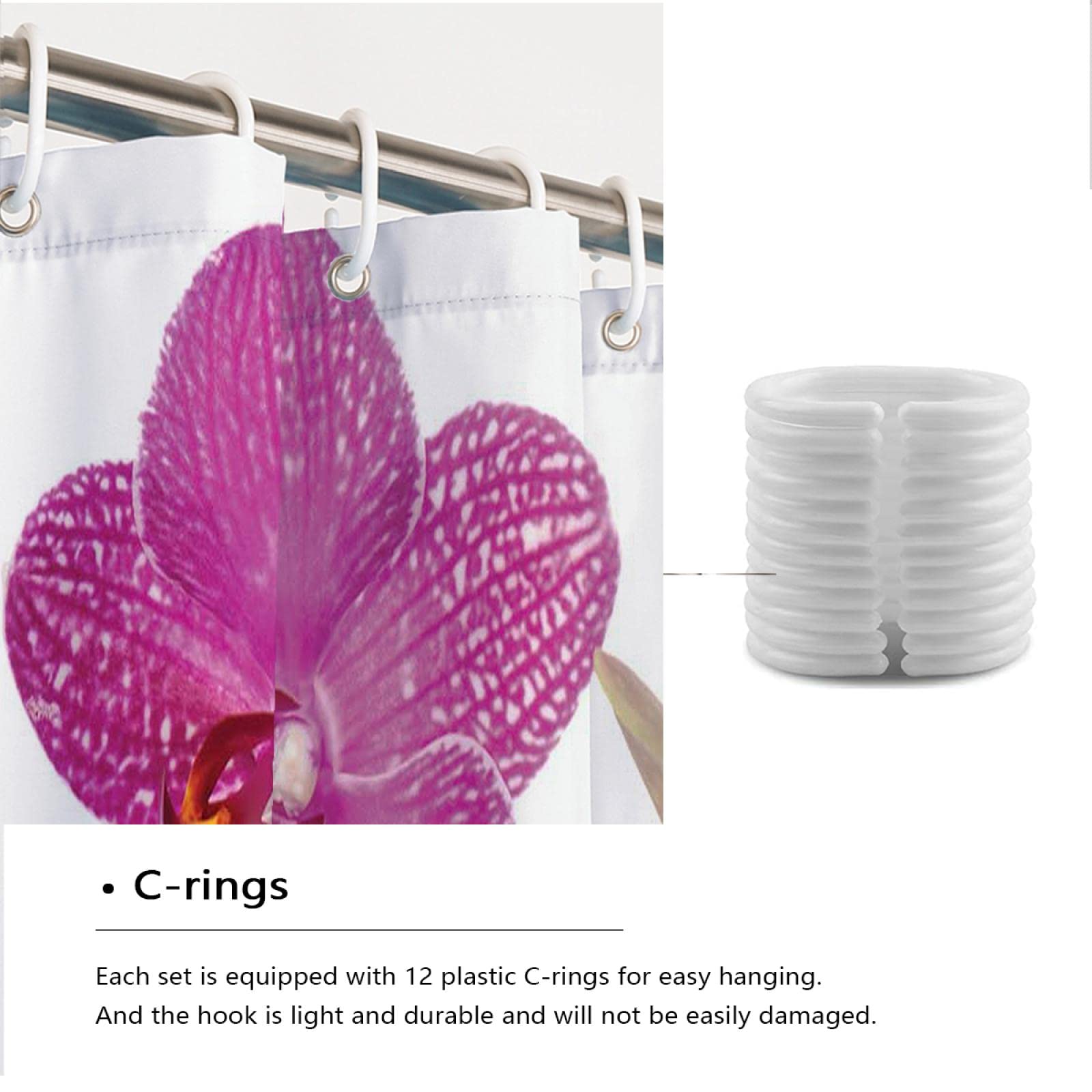 Zasłona prysznicowa do spa, kamienie orchidei, wellness, medytacja, zieleń, wystrój łazienki, można prać w pralce, szybkoschnące, zestaw zasłon prysznicowych, 150 x 200 cm