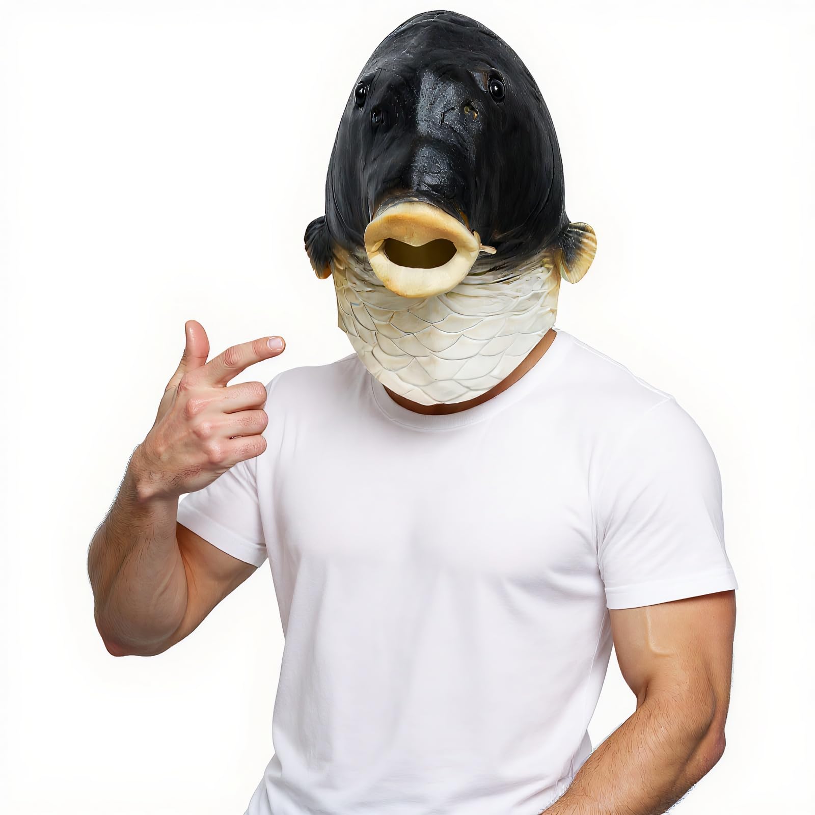 Black Fish Mask Animal Costumes for Adults Funny Mask Creative Gift for Halloween Carnival Costume Party Parade Cosplay