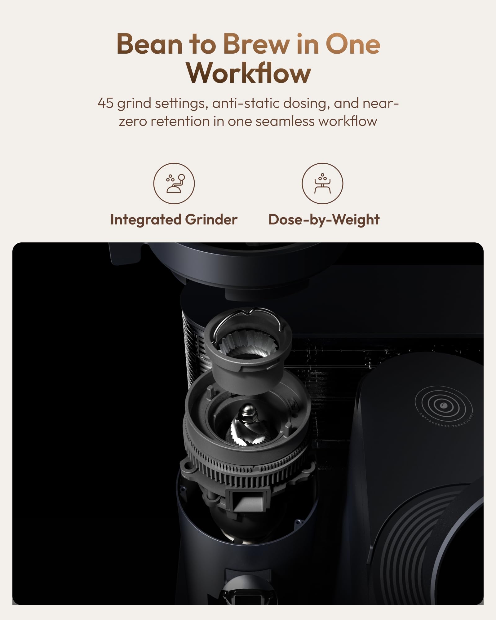 Meraki Dual Boiler Espresso Machine with Grinder and Built-In Dual Scales view 6