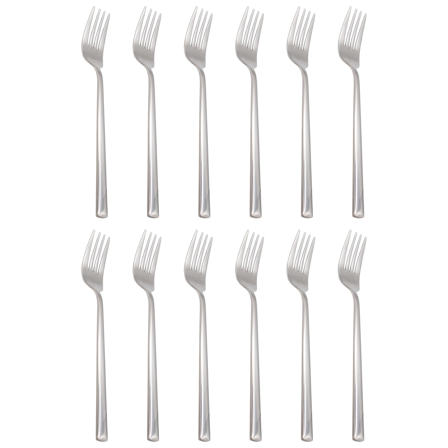 Argon Tableware Tondo Stainless Steel Dinner Forks - 21.5cm - Pack of 12 - Silver Dining Forks High Polished Metal Dishwasher Safe 12-Piece Table Cutlery Set
