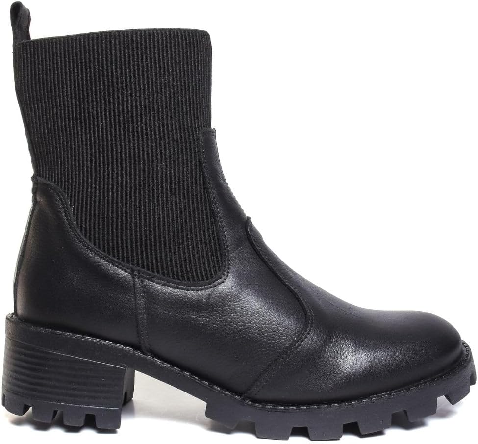 Bota Feminina Coturno Couro Legitimo Ultra Conforto Tratorada Preta