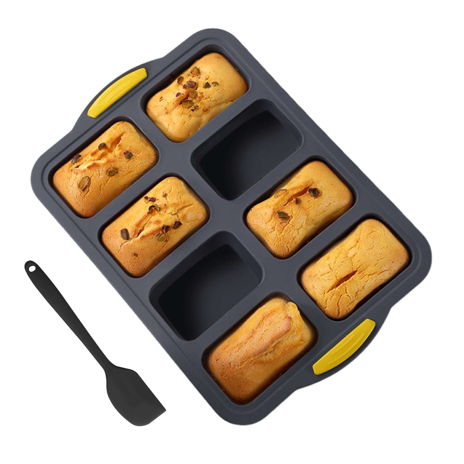 Moule à muffins en silicone, pliable, pour 12 muffins, avec cadre en métal, moule à cupcakes anti-adhésif avec spatule pour la cuisson, passe au lave-vaisselle, sans BPA (8 cavités)
