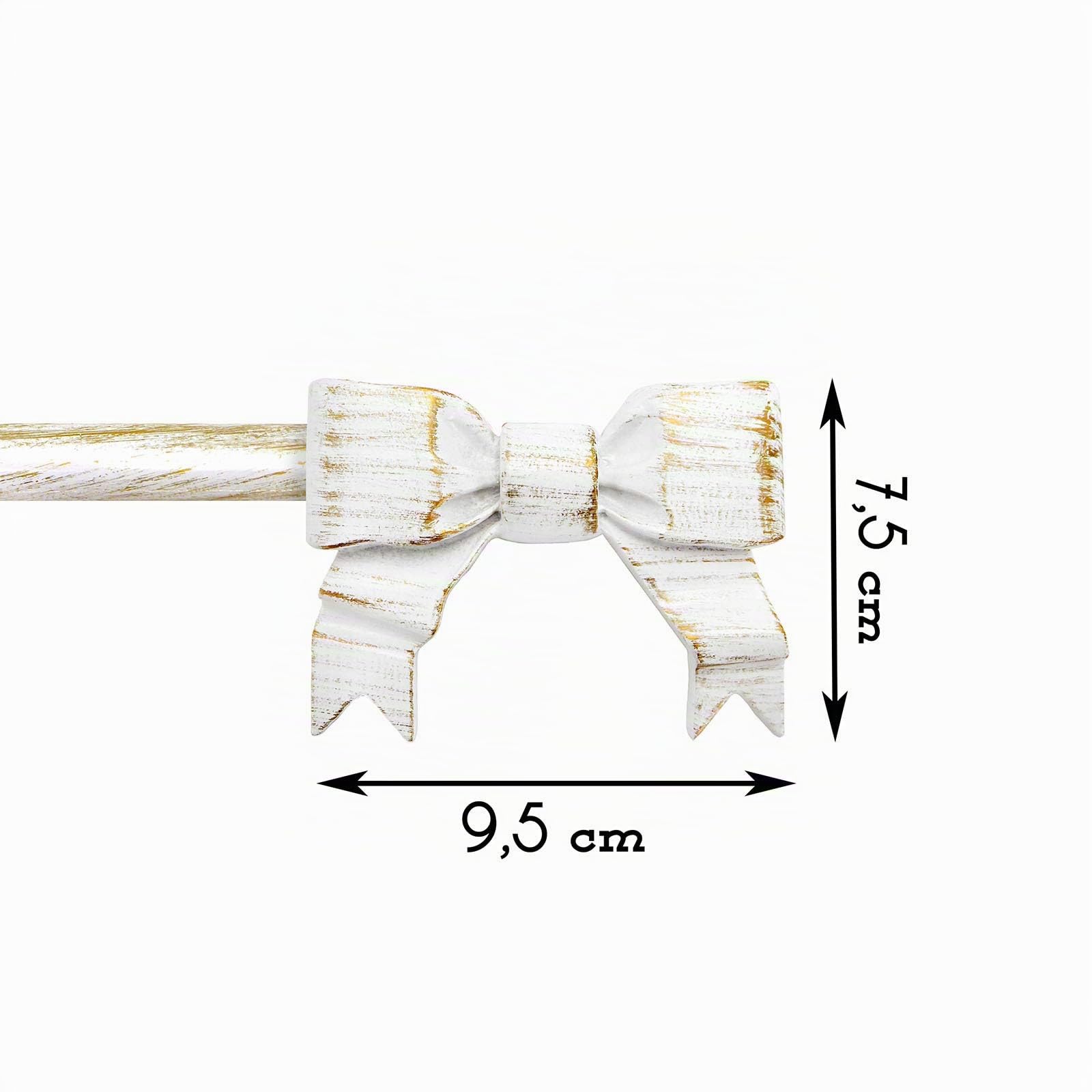 AT17 Bastone per Tende Estensibile Shabby Chic White Gold Cadeaux Collection 160-300 cm
