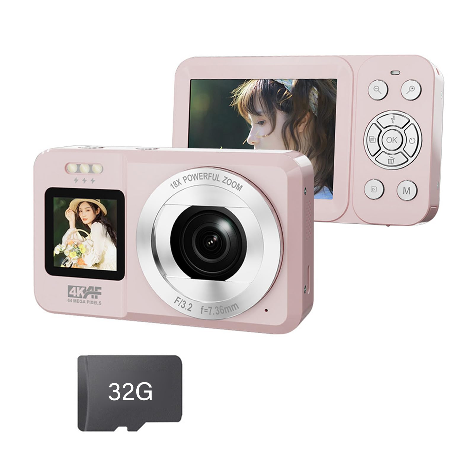 Doppio Schermo 4K Videocamera 64MP 18X Digital Zoom Portatile Per Gli Adolescenti Scuola Attività Viaggi Per Viaggi