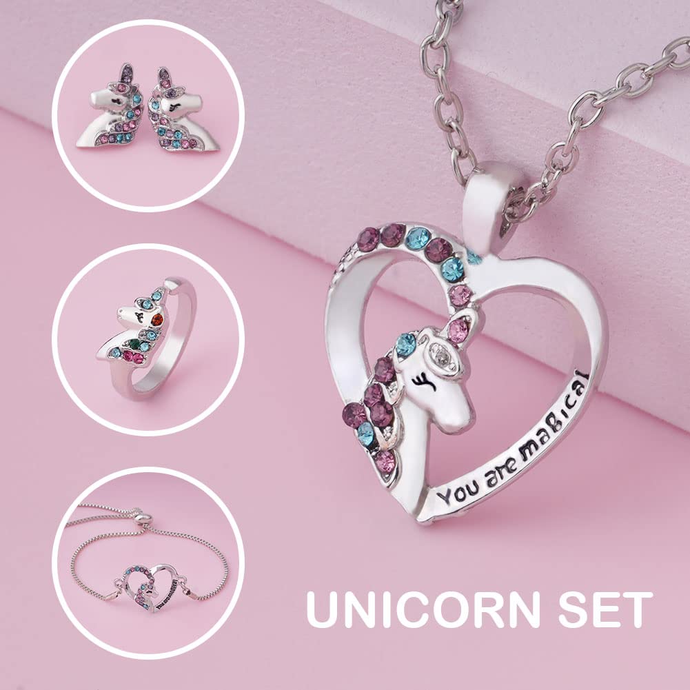 OSDUE Bijoux, Ensemble de Bijoux, Collier Bracelet Bague Boucles d'oreilles Set, Princesse Anniversaire Noël Cadeau