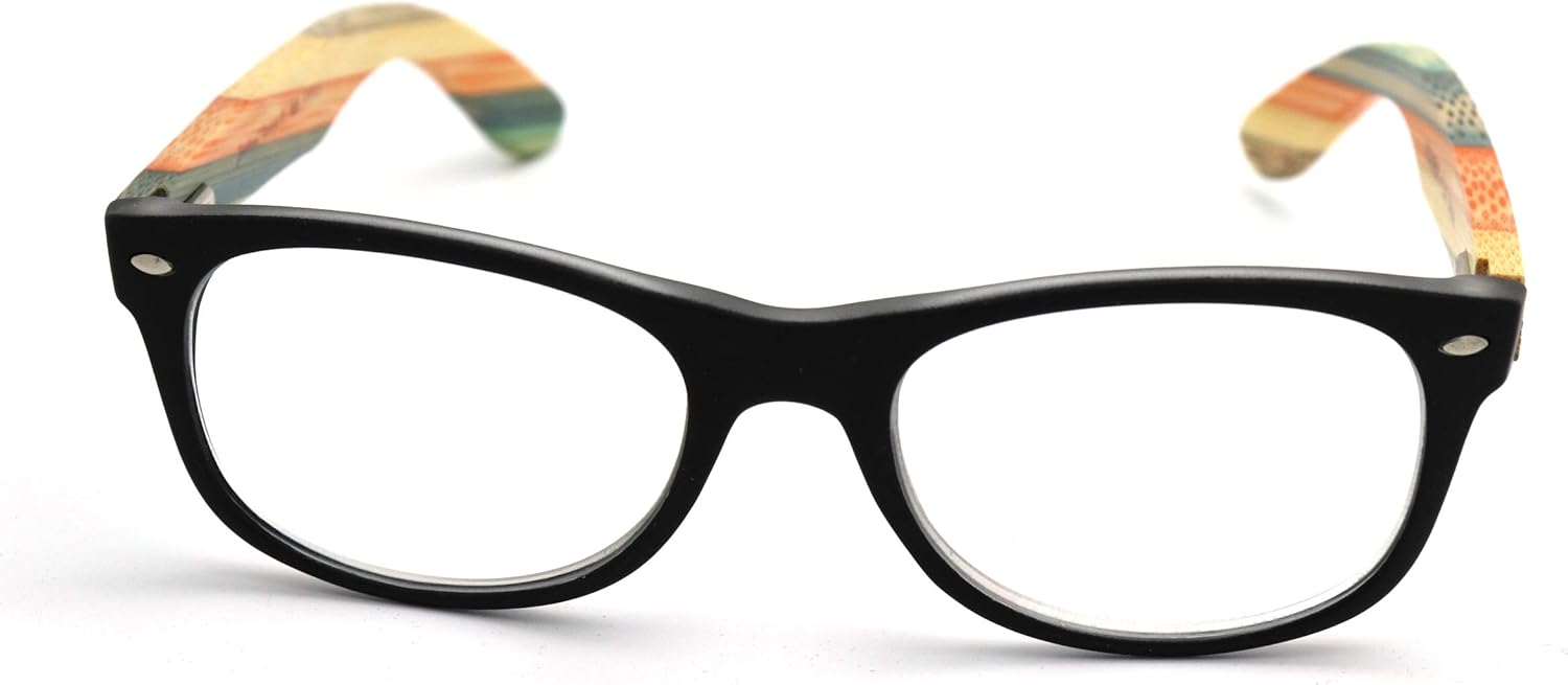 NEW ColorViper Real Tree Bamboo wood Temples Reading Glasses (2985 matte black/wood temple, 1.50)