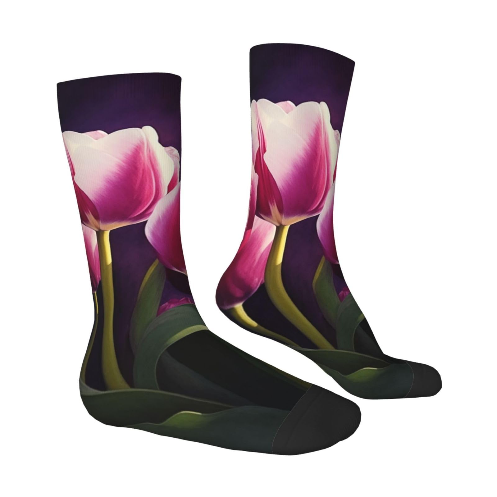 LZQPOEAS Flowers Athletic Socks Unisex Cushioned Crew Socks Hiking Running Calf Sock Soft Above Ankle Sock