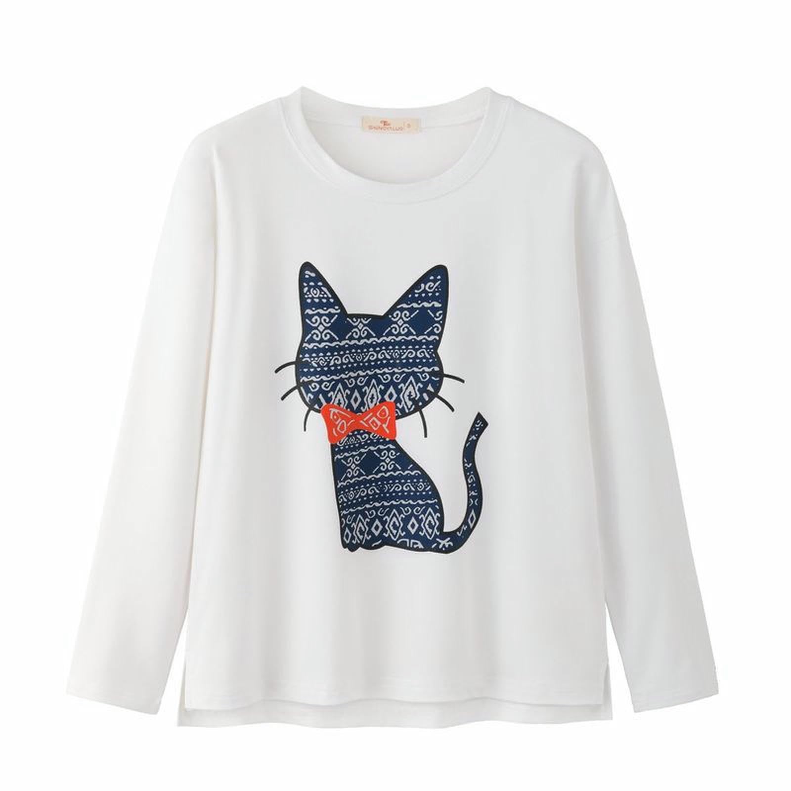 Maglietta A Maniche Lunghe Camicia da Fondo per Fondo in Cotone Puro A Maniche Lunghe da Donna Autunno Top in Stile Coreano A Collo Rotondo Allentato-bianco-h-2xl