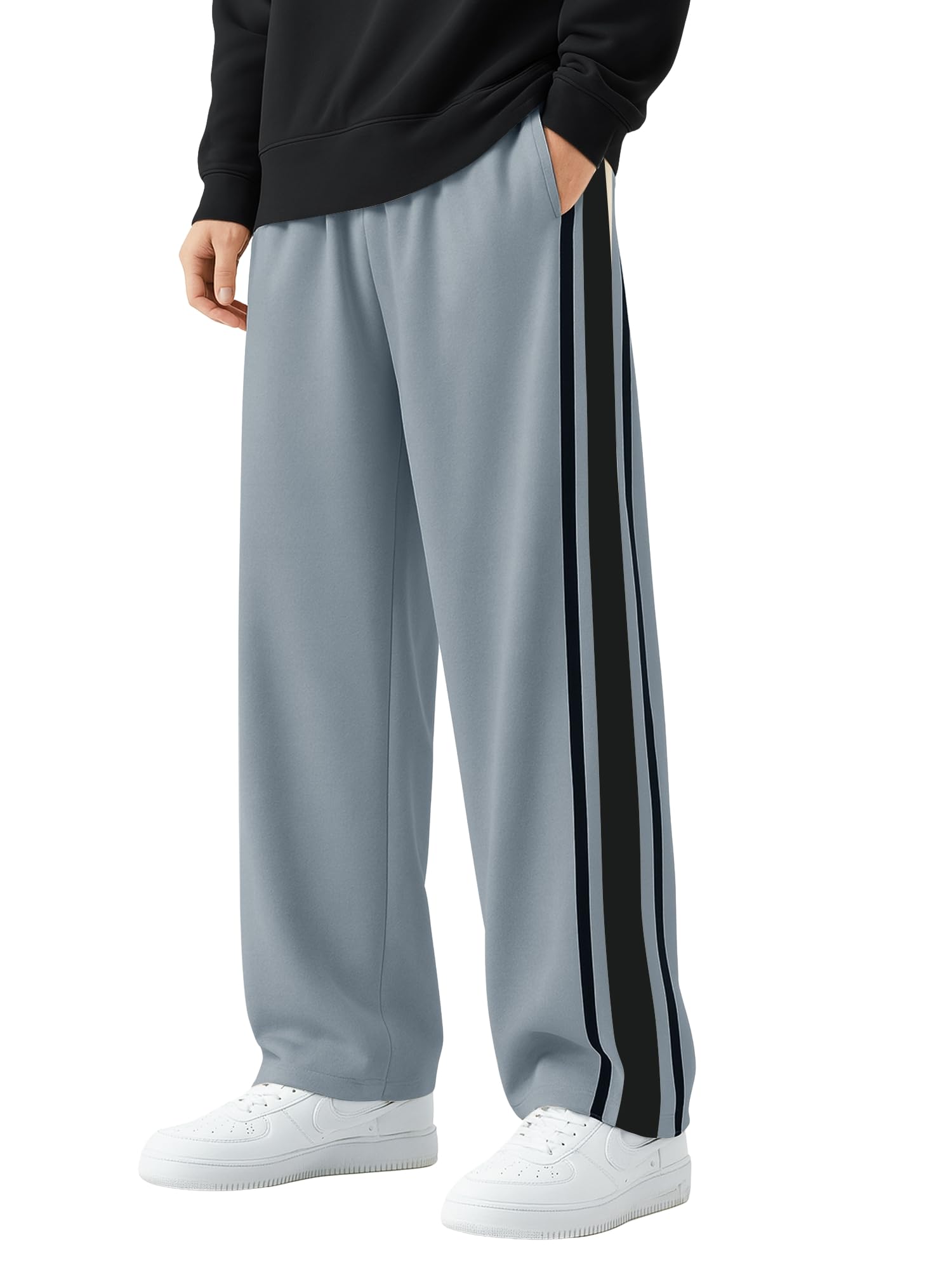 ||Mens|| Color Block ||Black and Light Grey ||Cotton ||Baggy ||Trackpant-image-48