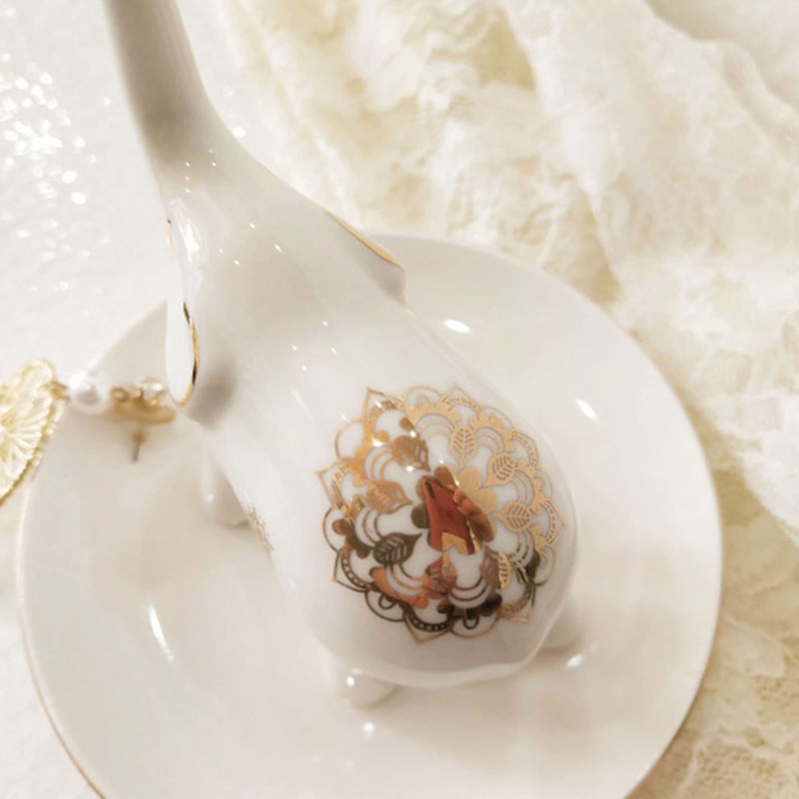 Porta Anelli Elefante In Ceramica Bianca - Vassoio Per Gioielli, Decorazione Per Bagno O Camera - Foto 6