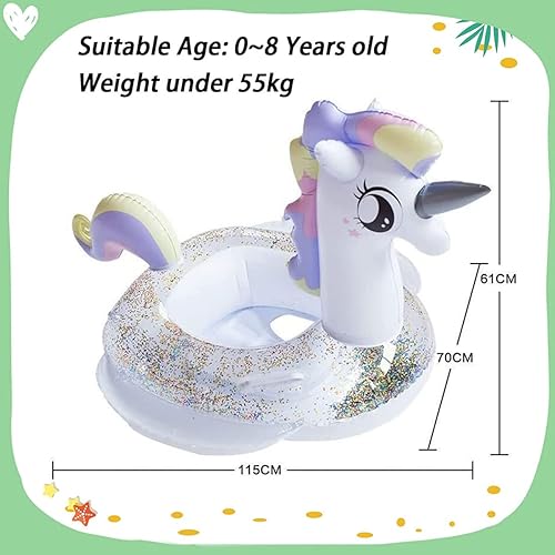 Miniatura 2 de Umbresen Flotador de natación para bebé, anillo de natación inflable lindo flotadores con asiento y asa, flotadores de piscina, juguetes divertidos