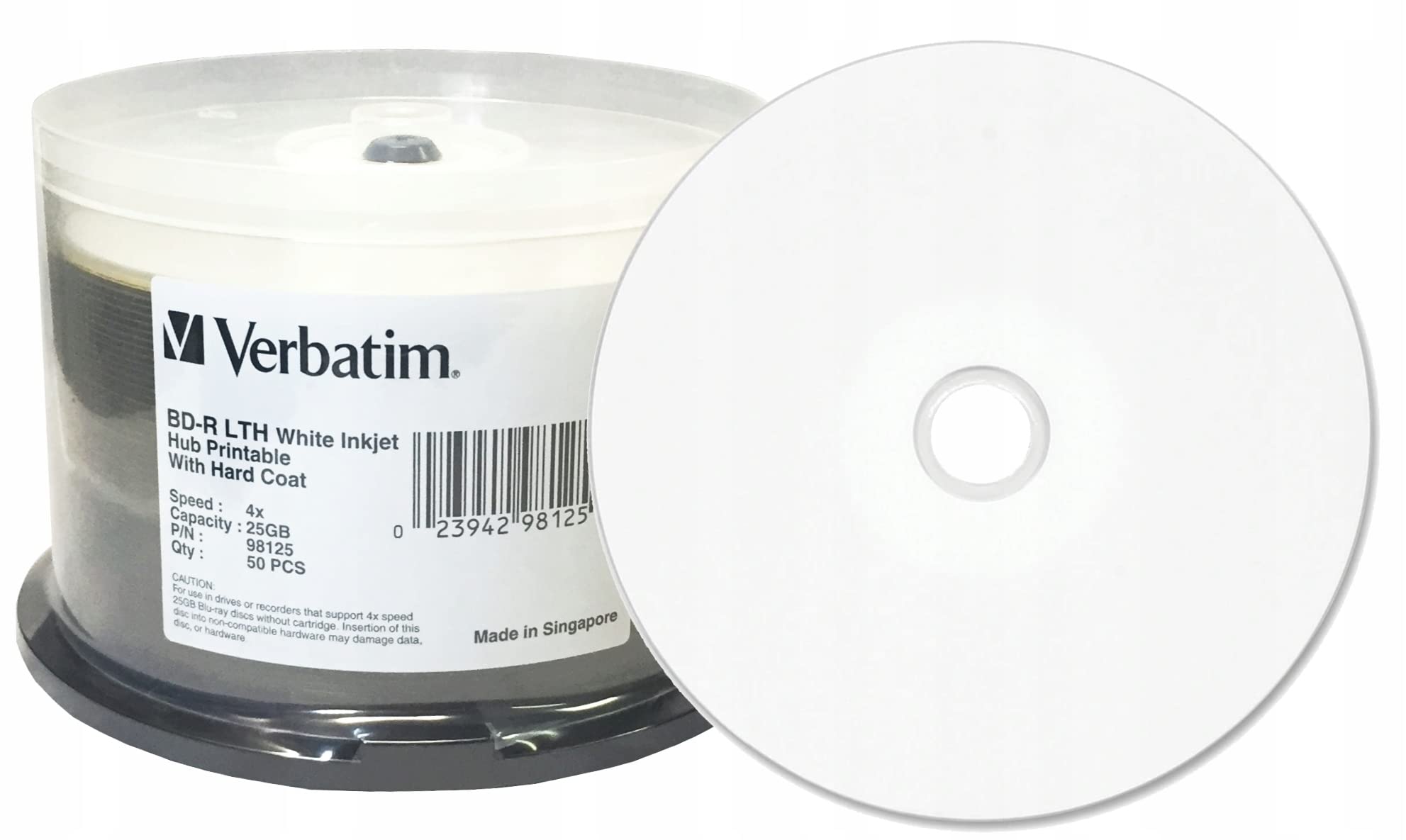BD-R LTH 4X Lot de 50 concentrateurs à jet d'encre Blanc 25 Go