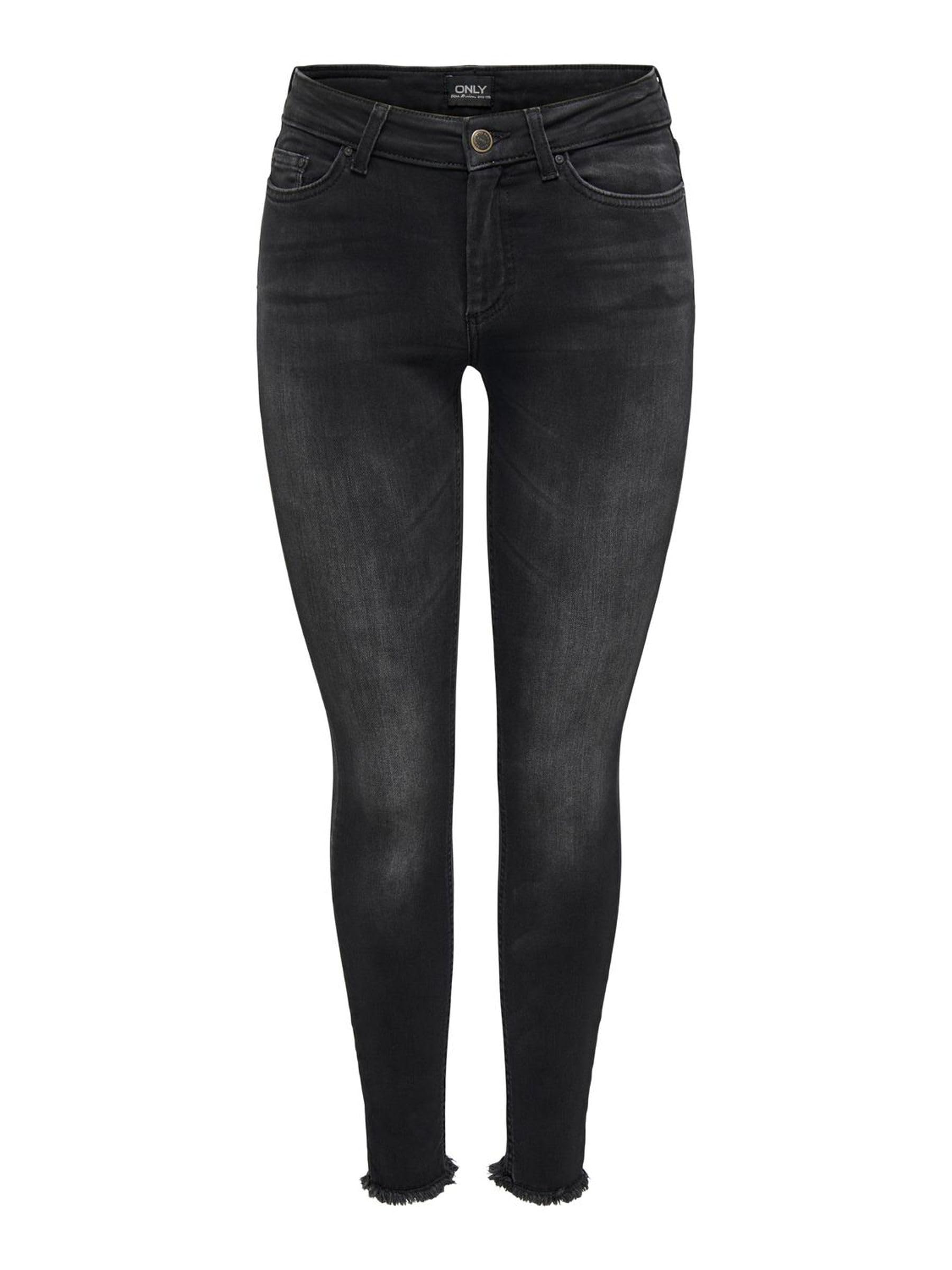Only Onlblush Mid Ank Raw Jeans Rea1099 Noos Skinny, Nero (Black Denim), W27/L30 (Taglia Produttore: Small) Donna-image