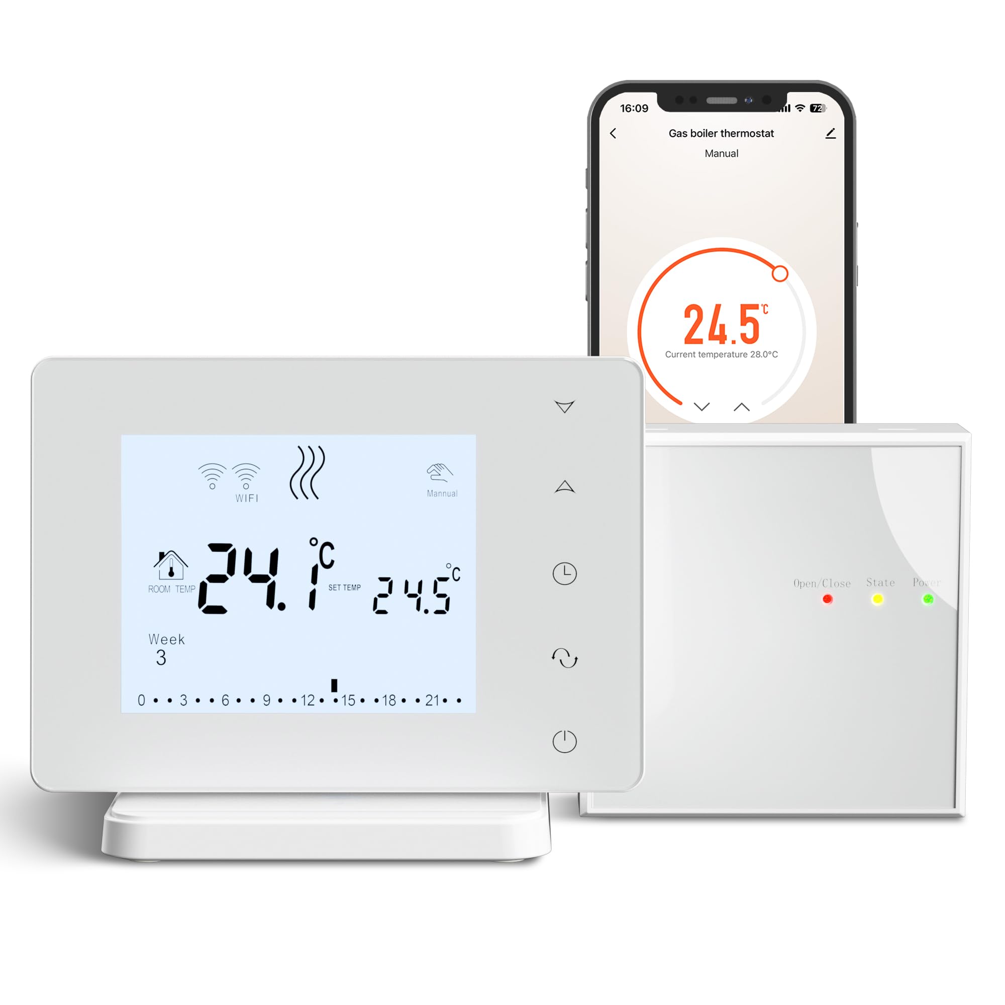WiFi thermostat with Alexa, Voice Control, Tuya programmable thermostat, Remote Control by App or Touch Screen. Portable Thermostat for Gas/Water Heating 306RF