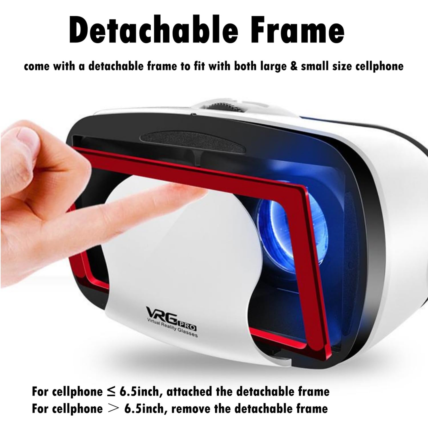 Cuffie per realtà virtuale per bambini e adulti, occhiali universali 3D VR per giocare a film 3D, compatibili con smartphone iOS e Android da 5-7 pollici, bianco