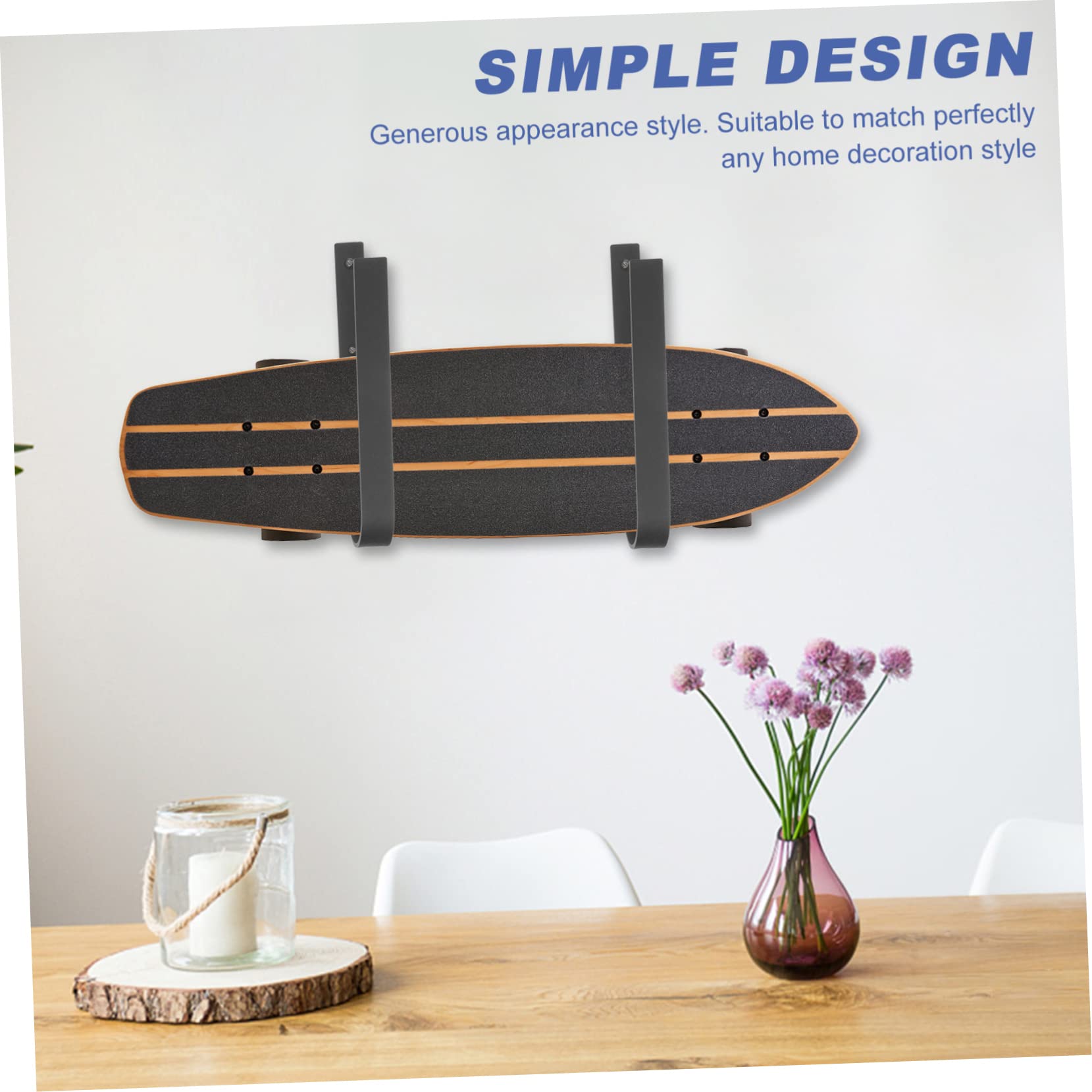 VANZACK Support Mural pour Skis et Snowboard Crochets Métalliques Robustes pour Rangement de Skateboard Longboard et Ski Le Garage Maison
