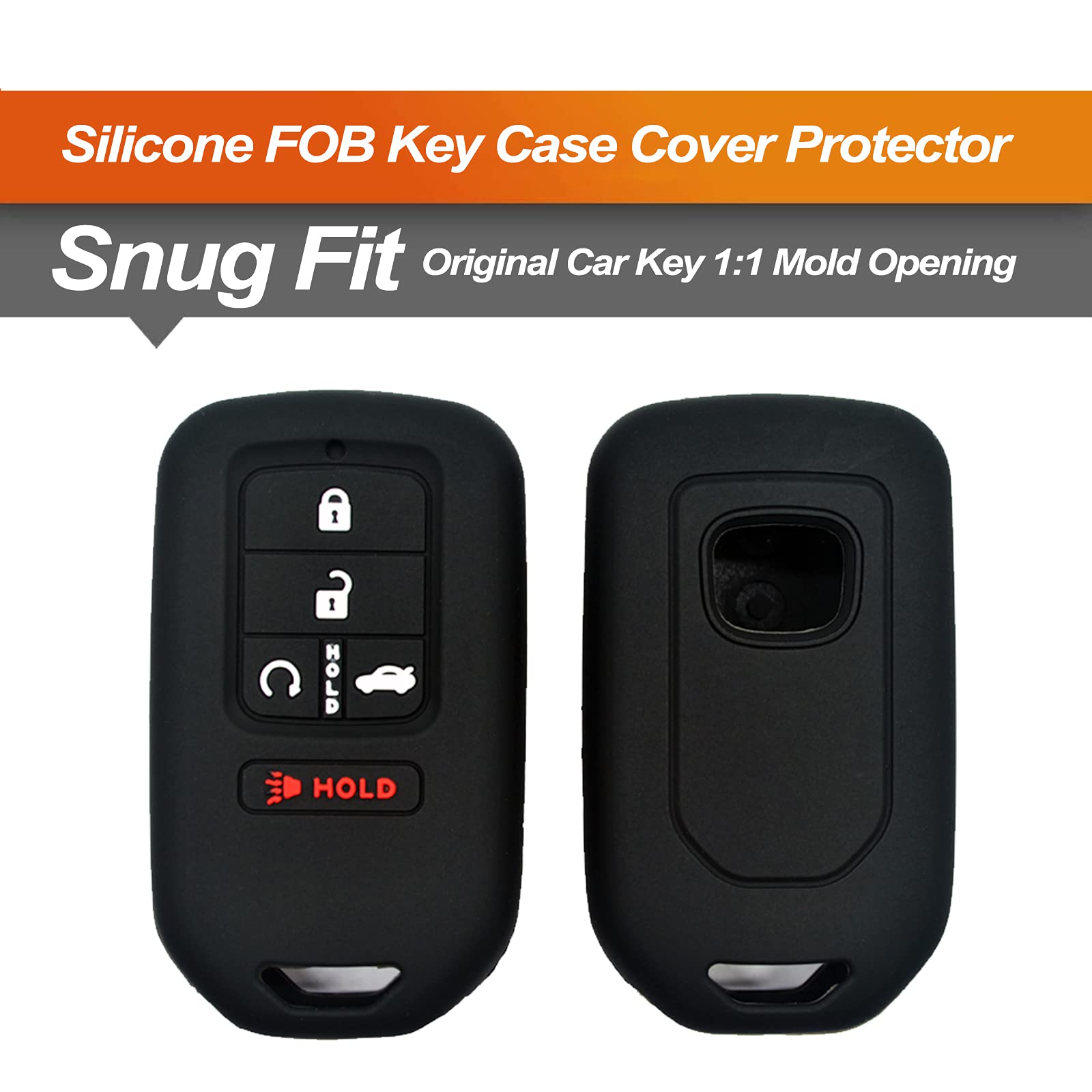 Silicone Key Fob Cover Fit for Honda Civic Accord Pilot CR-V Insight Passport Smart 5 Buttons Keys Car — view 3