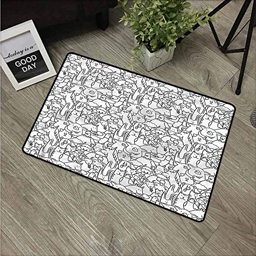 NineHuiTechnology Heavy Duty Doormats, Waterproof, Easy Clean, Low-Profile Mats for Entry, Garage, Patio, High Traffic Areas, 35 x 47 inch, Doodle, Poultry Farm Ducks Goats