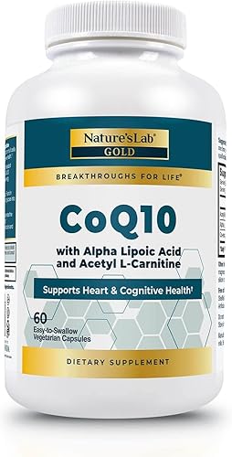 Natures Lab CoQ10 ácido alfa lipoico acetil L-carnitina HCl - Apoya la salud cardíaca y cognitiva - 60 cápsulas suministro de 1 mes