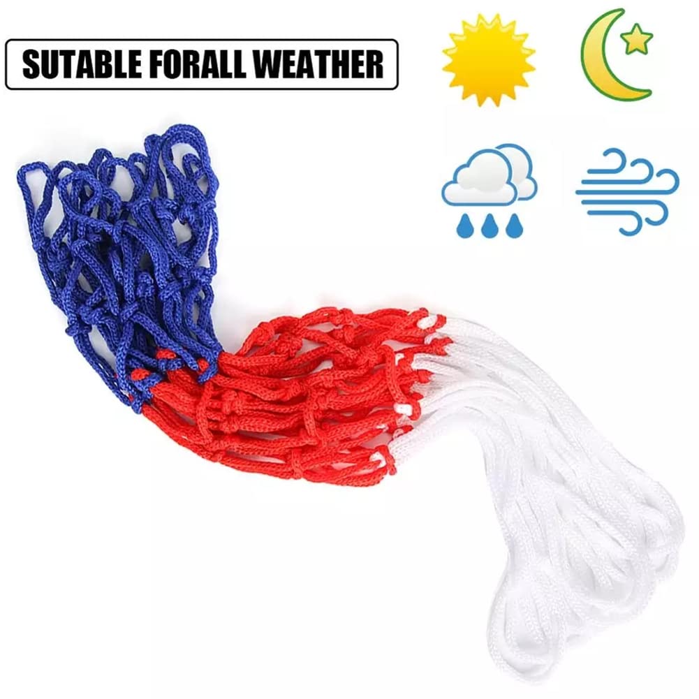 Rete per Canestro da Basket,2 pezzi Ricambio Rete da Basket,Canestro da Pallacanestro Rete Blu Rosso Bianco, per uso sostitutivo all'interno o all'esterno