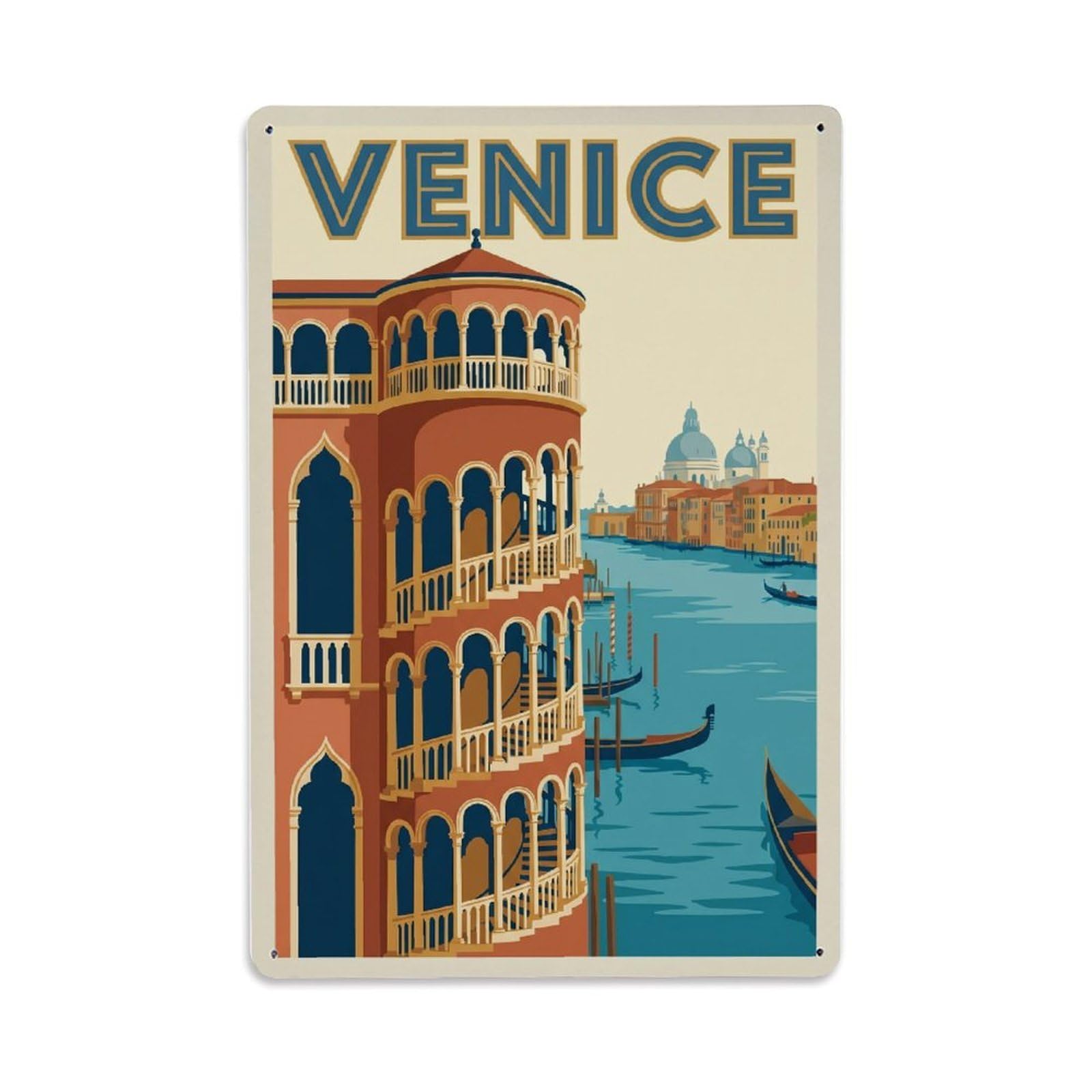 Vintage Travel Venice Scala Contarini Del Bovolo Spiral Staircase Clean Italy Metal Tin Sign Plaque Wall Decor for Cafe, Club Bar, Office, Home Garden Metal Poster 8x12Inch