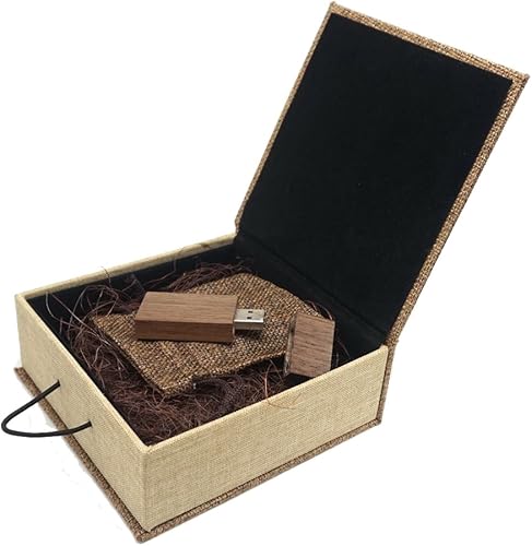 Miniatura 6 de Nogal de madera USB Flash Drives 32GB con caja de regalo de tela USB Flash Disk para regalo (32GB, nogal+lino)