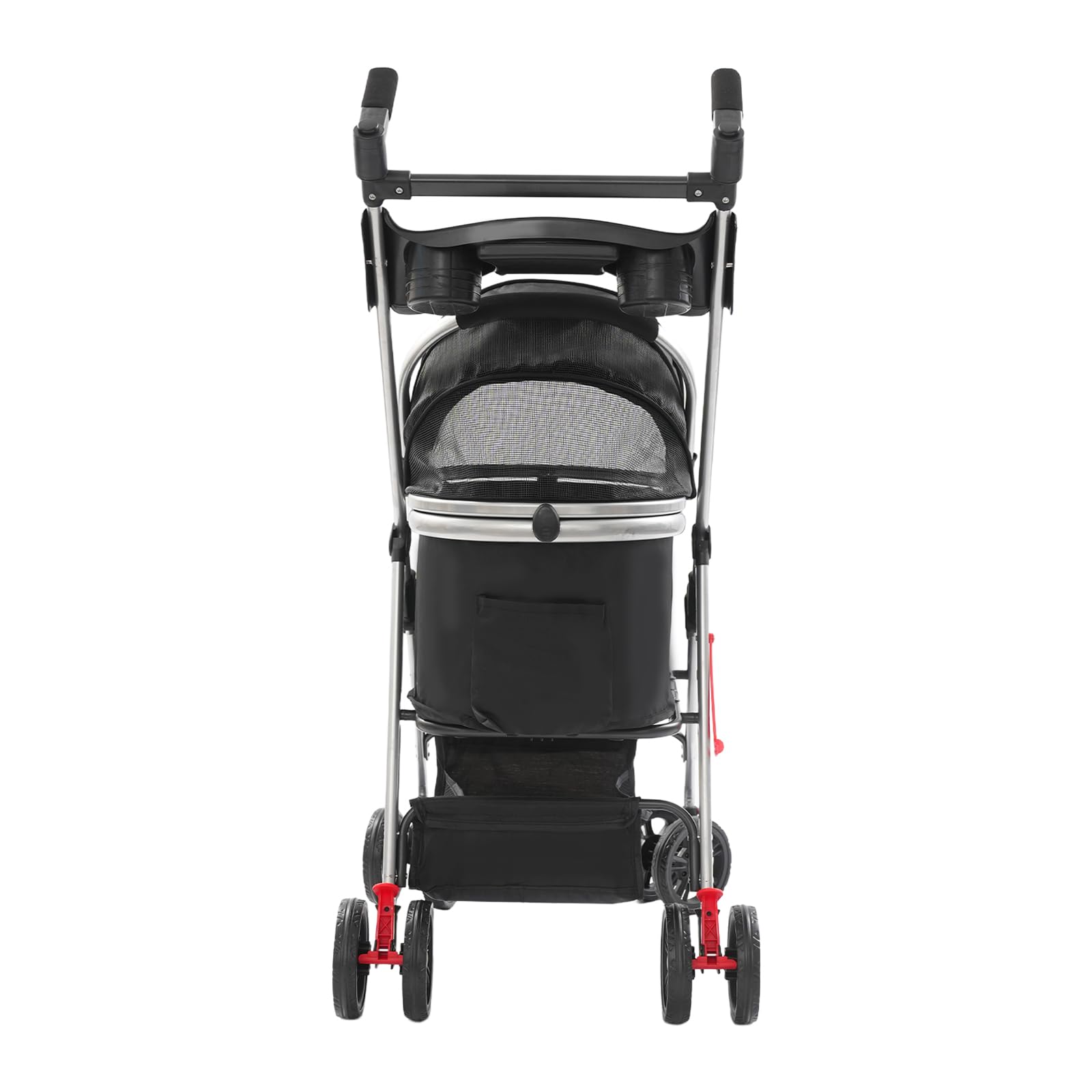 Cochecito para perros plegable, carrito para perros con ruedas universales, para gatos y perros pequeños, 50 x 60 cm (negro)