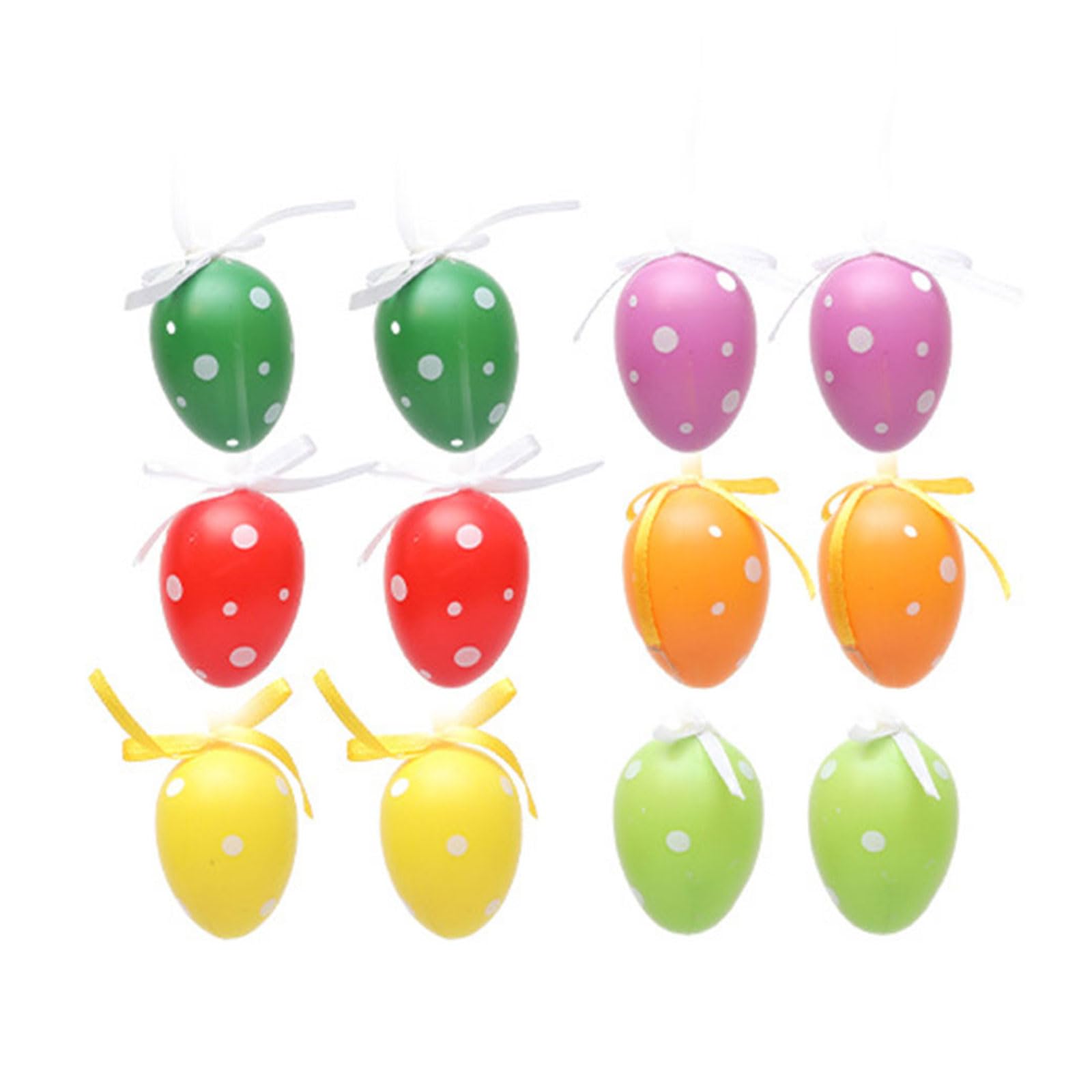 Tsophreniq Paint Eggs Easter Eggs Hangable Ornament Easter Party Decors with Lanyards Garden Holiday Supplies 12PCS Paint