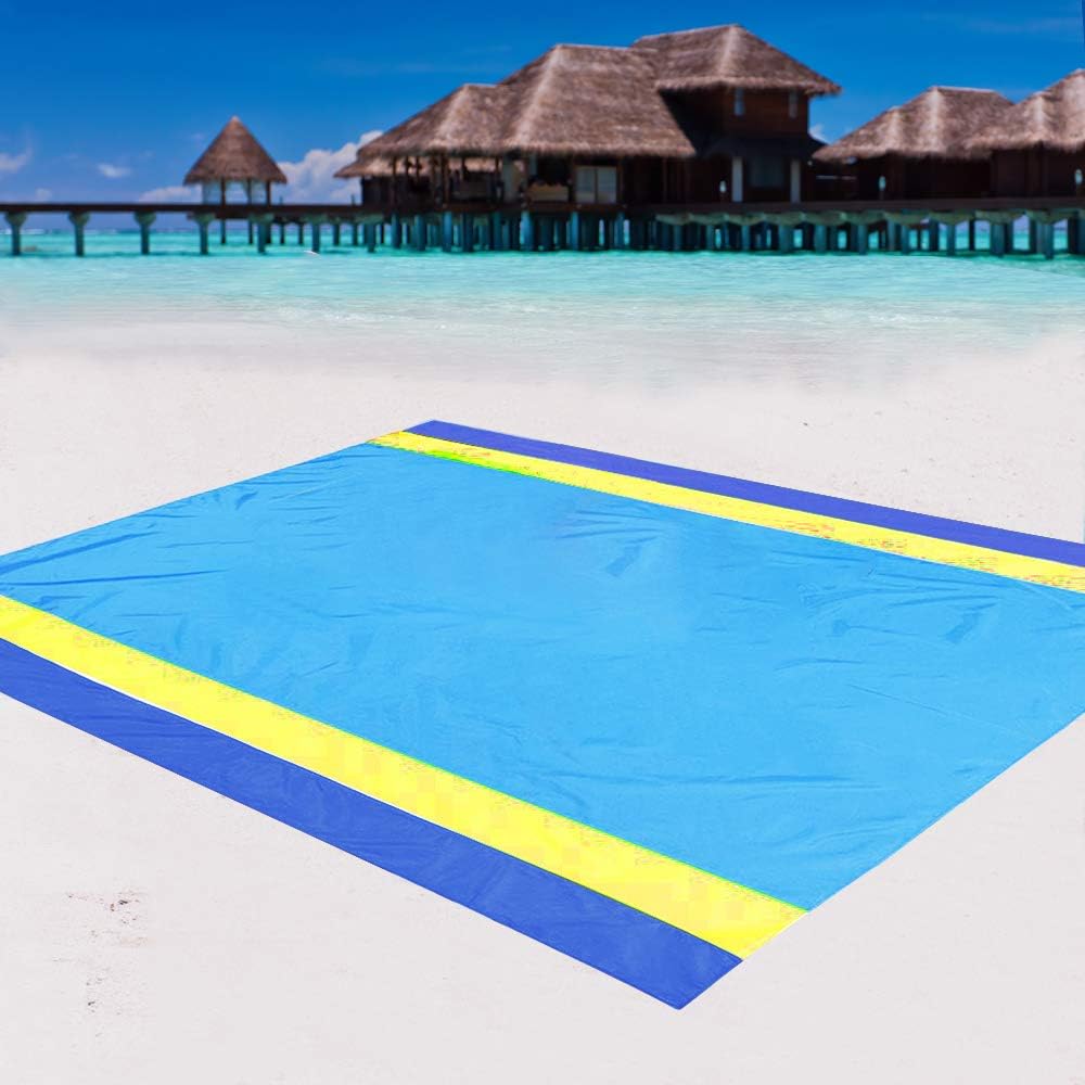 AISPARKY Beach Blanket Beach Mat Outdoor Picnic Blanket Large Water Proof and Drying Mats Nylon Pocket Picnic for Outdoor Travel…