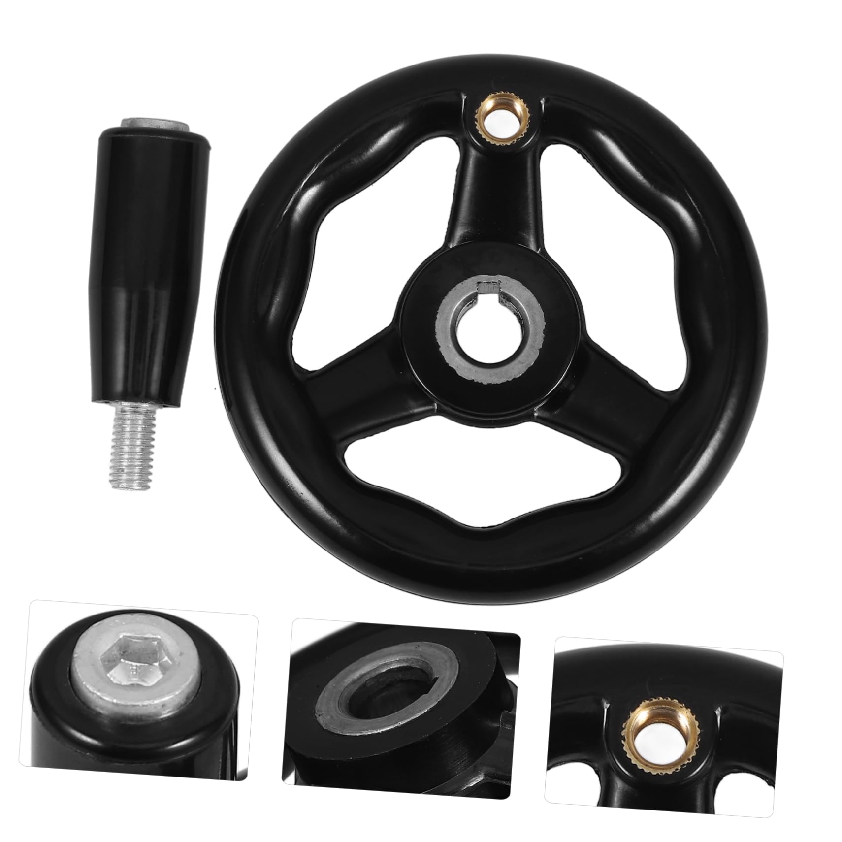 ULTECHNOVO 4pièces Roue À Main Ronde Bakélite Avec Poignée Manivelle À Trois Rayons Pour Machines-outils Applications Mécaniques Accessoire Outil De Fraisage