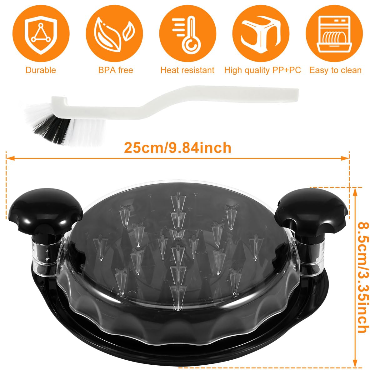 Tritacarne Manuale Per Pollo Con Coperchio Trasparente - Tritatore A Manovella Per Carne, 9.8 Pollici, Lavabile In Lavastoviglie - Foto 11