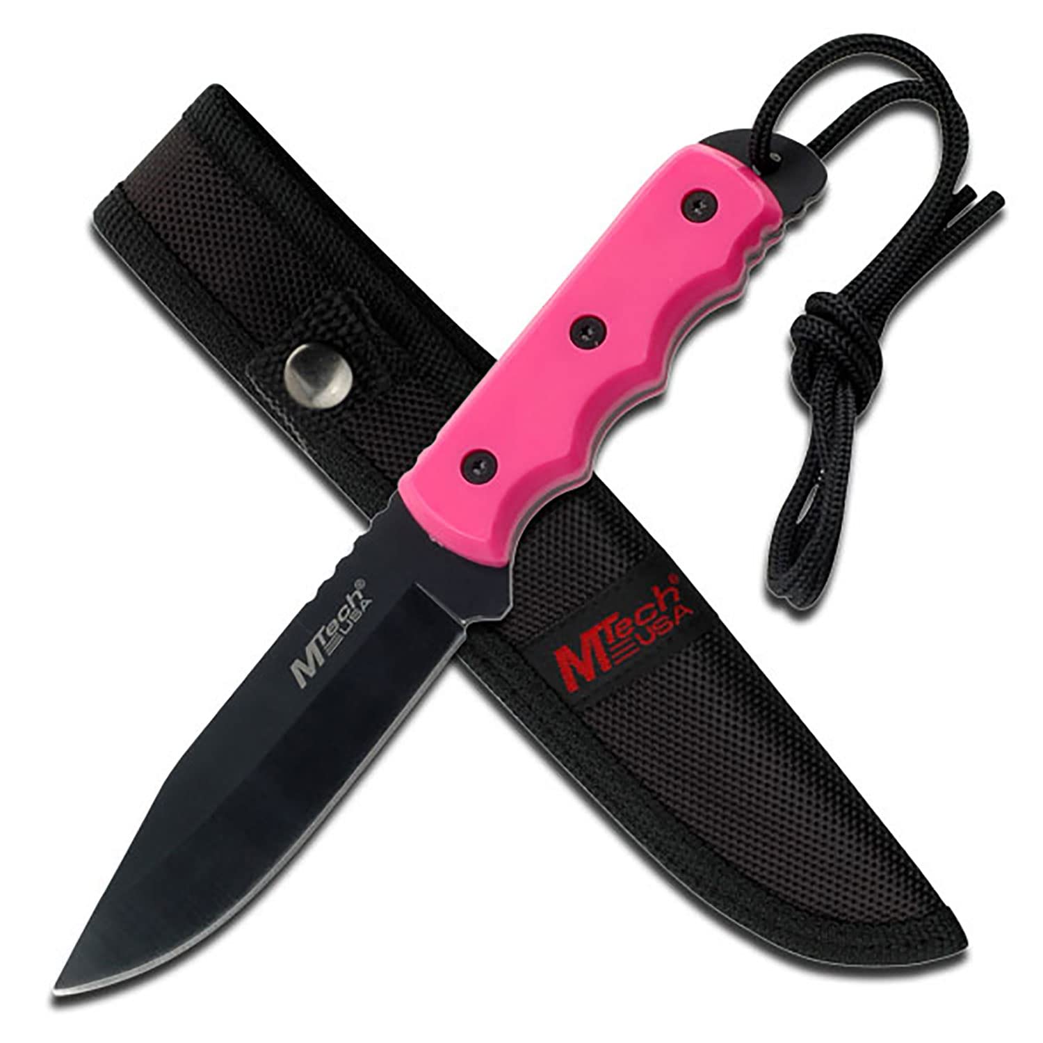 MTech USA MT-20-35 Series Fixed Blade Knife, Black Drop Point Blade, Plastic Handle, 8-Inch Overall