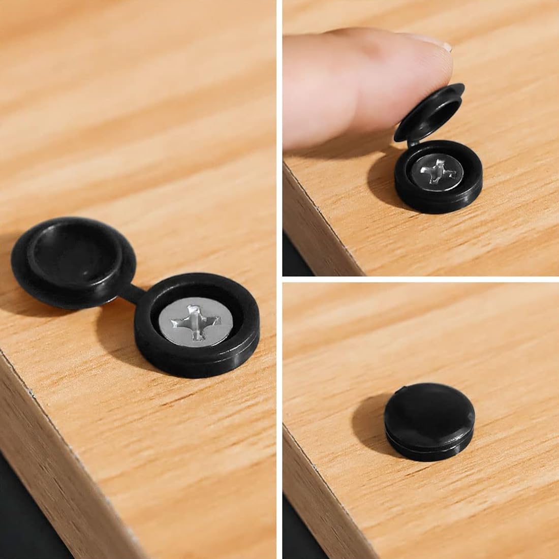 100 Tapas A Presión Plásticas Con Bisagra – Tapones Tornillo 13x5mm – Botones Cobertores