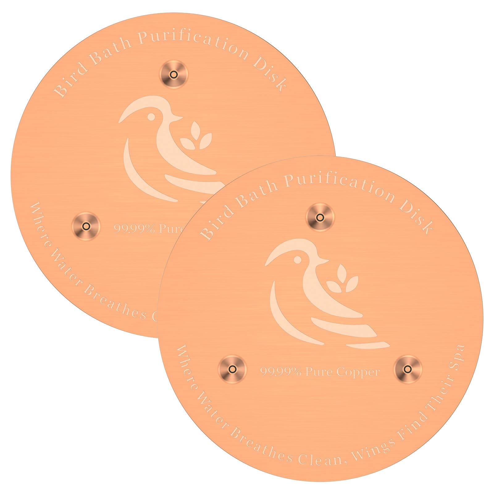 2Pcs Bird Bath Copper Disc, 99.99% Pure Copper Bird Bath Purification Disk 0.8mm Thick with Stable 3-Point Support BirdBath Cleaning Disc for Outdoor Birdbath & Fountain All-Season Cleaning (Style10)